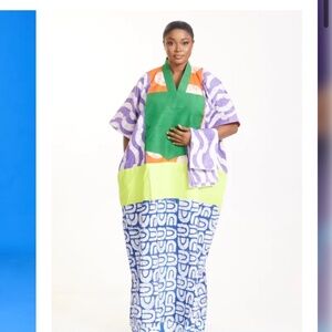 Vibrant Patchwork Bubu Dress – One Size Fits Most